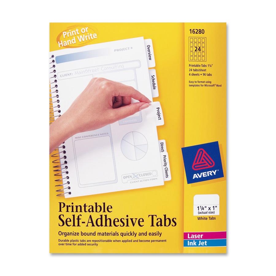 Avery Printable Tabs, SelfAdhesive White LD Products