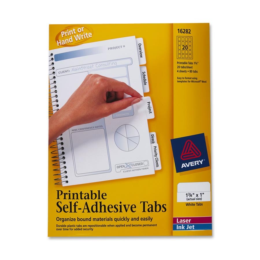 Avery Printable Tabs, SelfAdhesive, White, 80/Pk LD Products