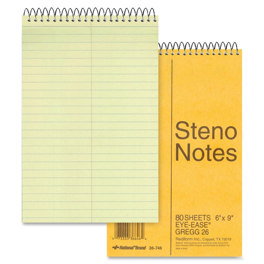 Rediform Steno Book, 80 Sheets, Green Paper - LD Products