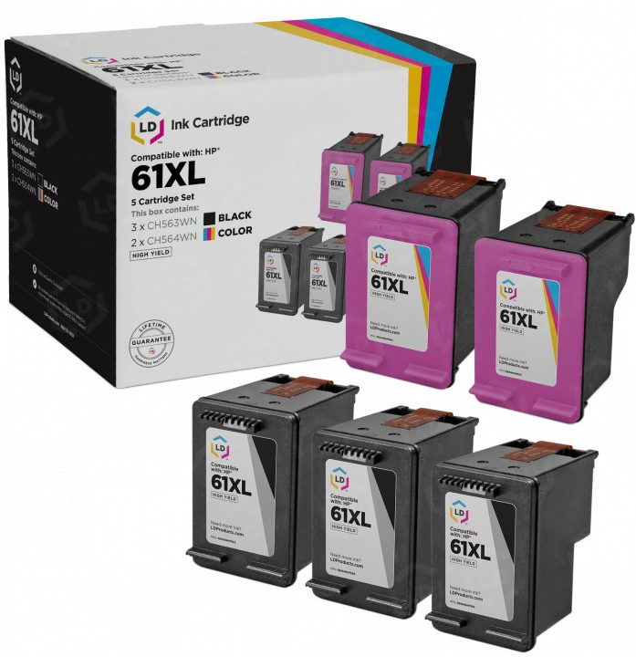 EXPIRED 2014 Lot OF 5!! B3B08AN HP 61 Tricolor Economy Ink Cartridge 