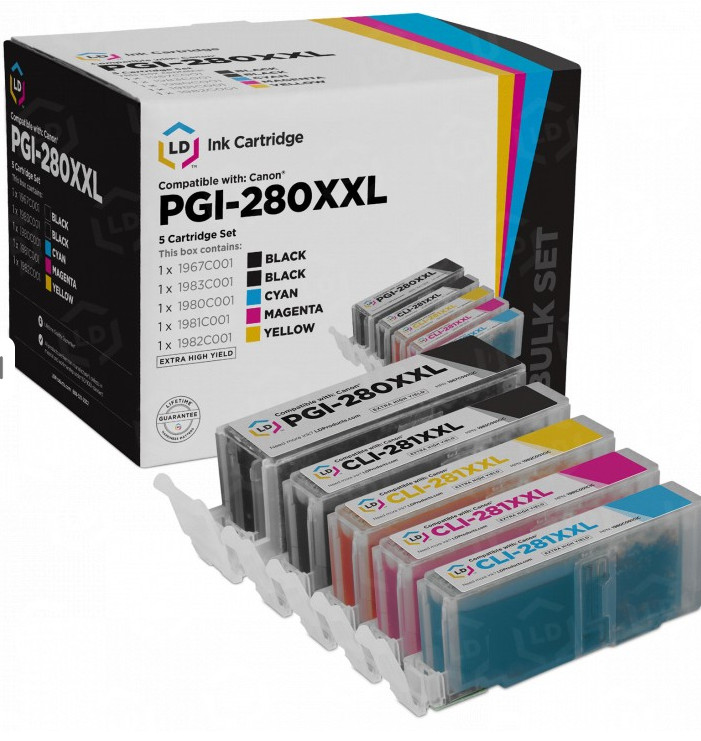 thumbnail image 2 of 2-Pack PGI280XXL Black Ink Cartridge – Compatible With Canon PIXMA TS6120, TS6220, TS8120 & More, 2-Year Warranty 2 of 5