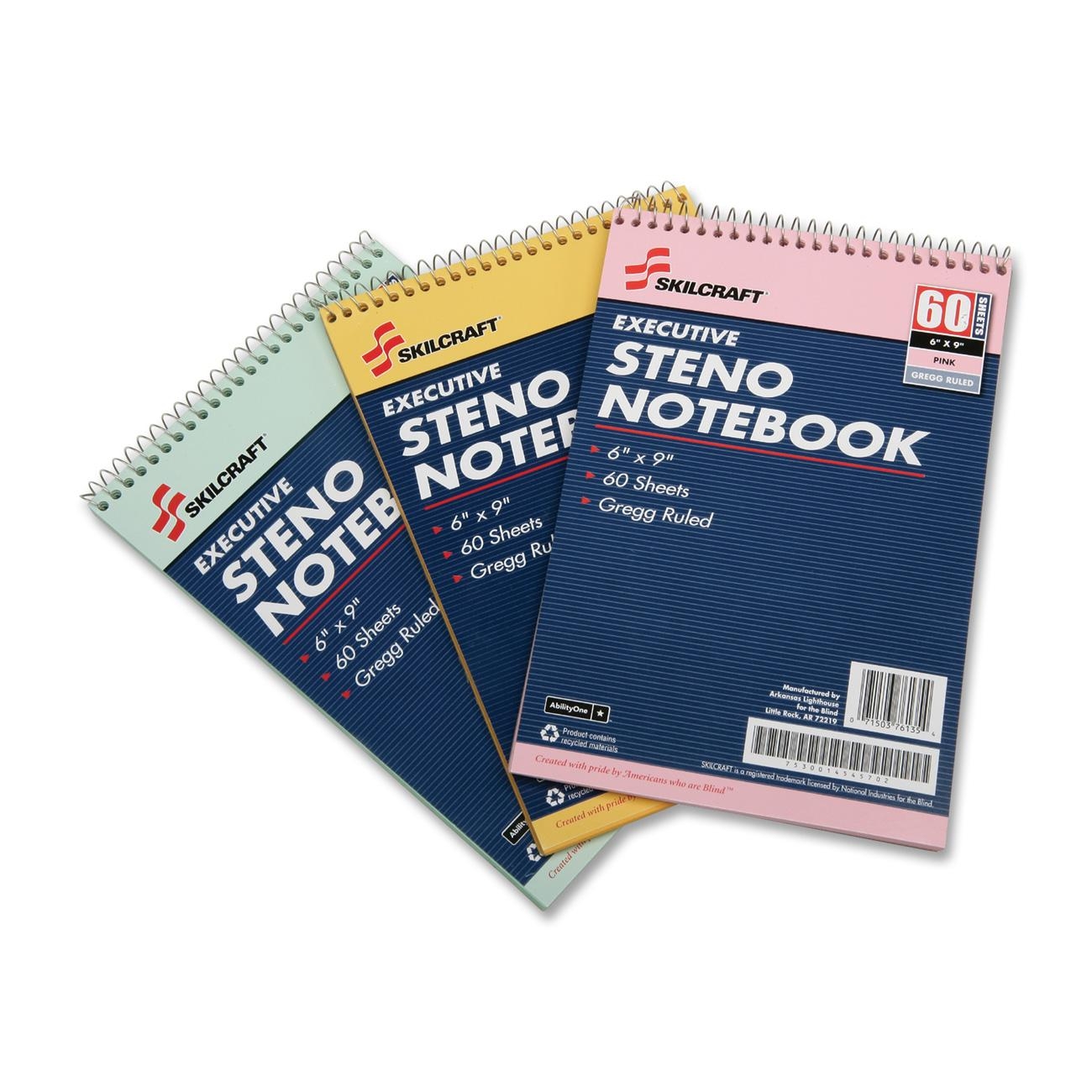Skilcraft Gregg Style Rainbow Steno Notebook 60 Sheet Gregg Ruled LD Products