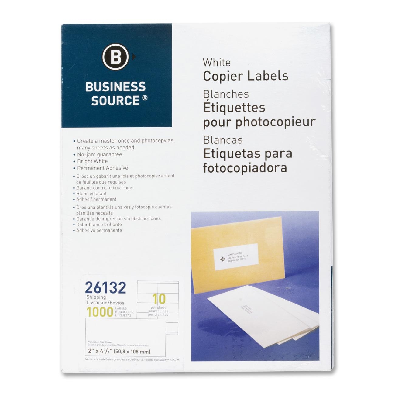 Business Source White Copier Mailing Label LD Products