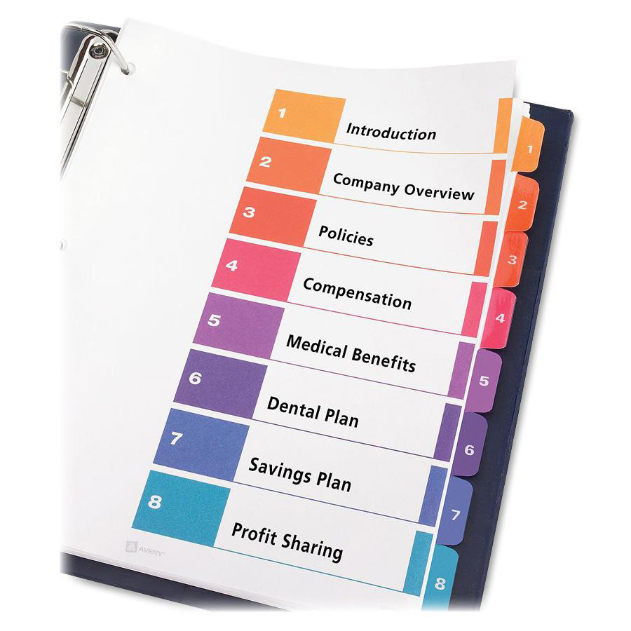 8 Tab Divider Template Word