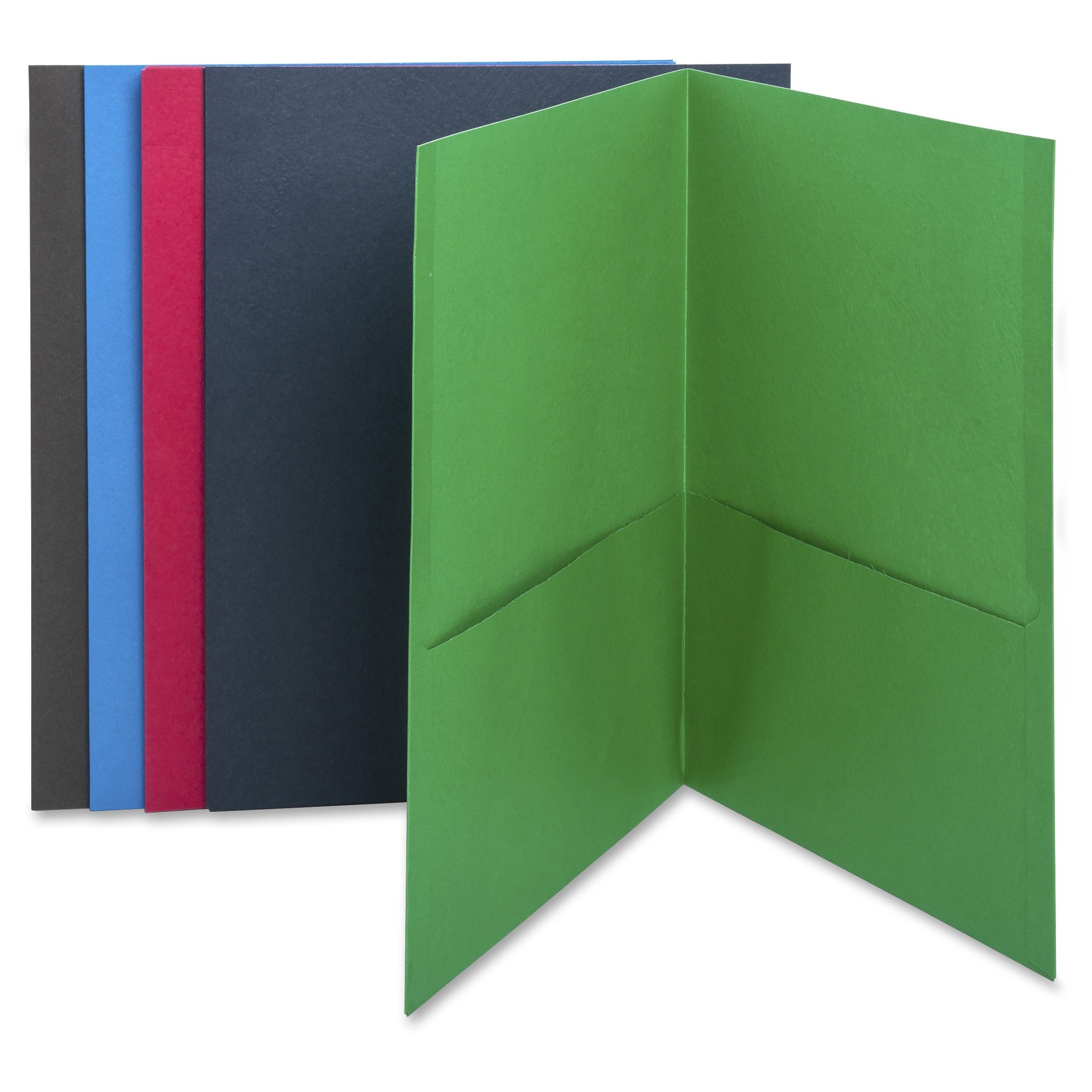 Business Source 2-Pocket Folders, 25/Box, Ast. - LD Products