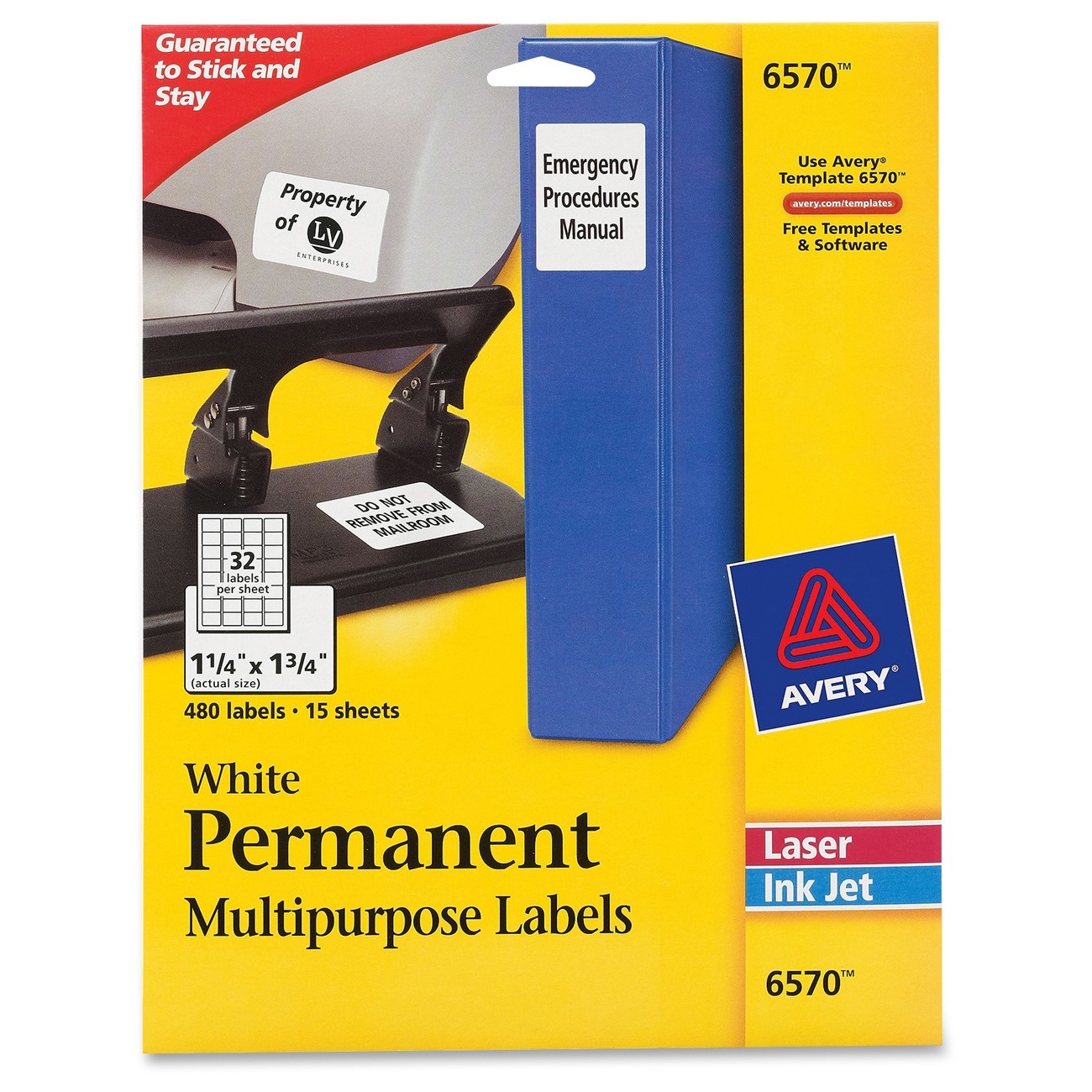 Avery Permanent I.D. Labels for Laser Printer 480 per pack LD Products