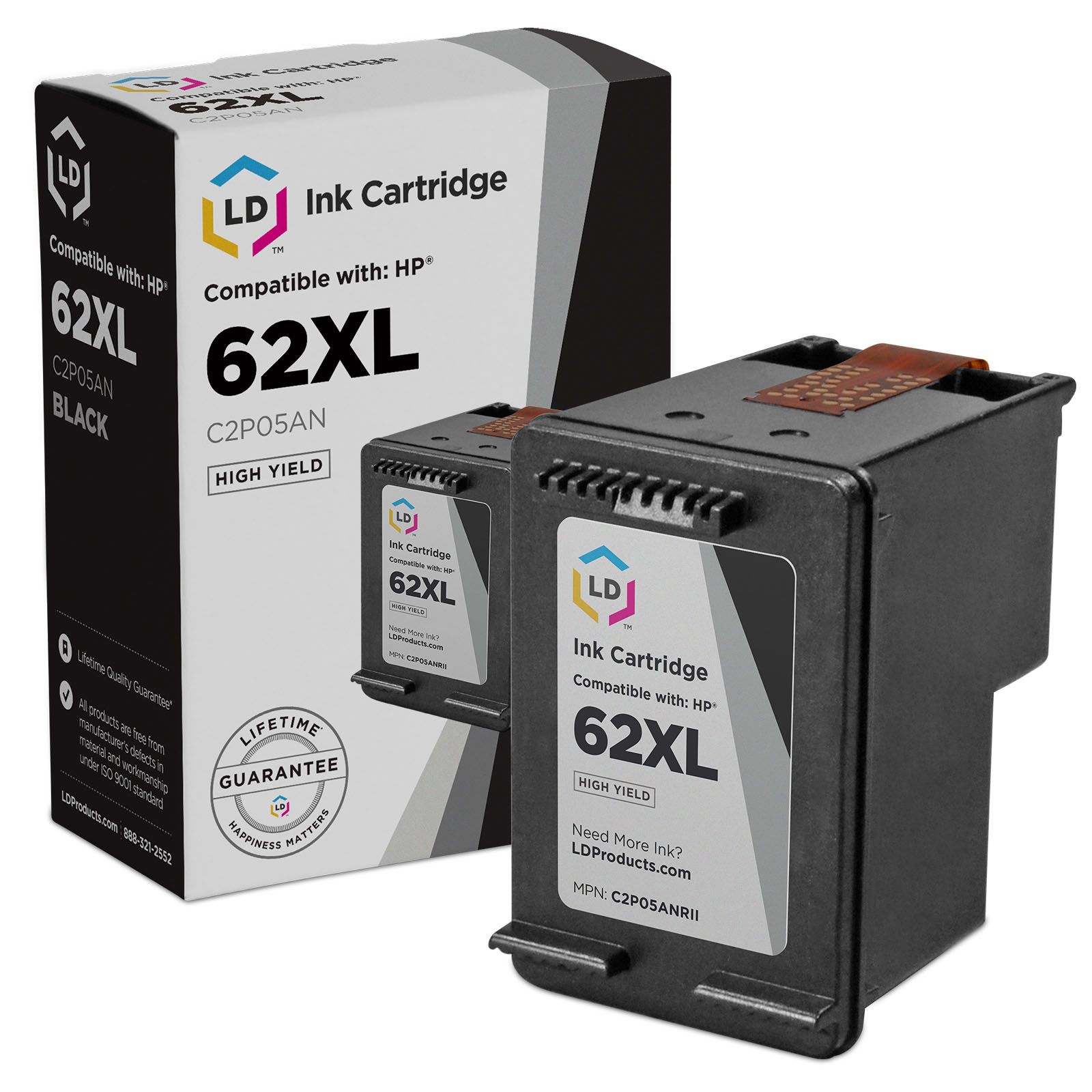 Belegering Beeldhouwer Springplank HP 62XL Black High Yield Ink (C2P05AN) - Lower Cost Option - LD Products