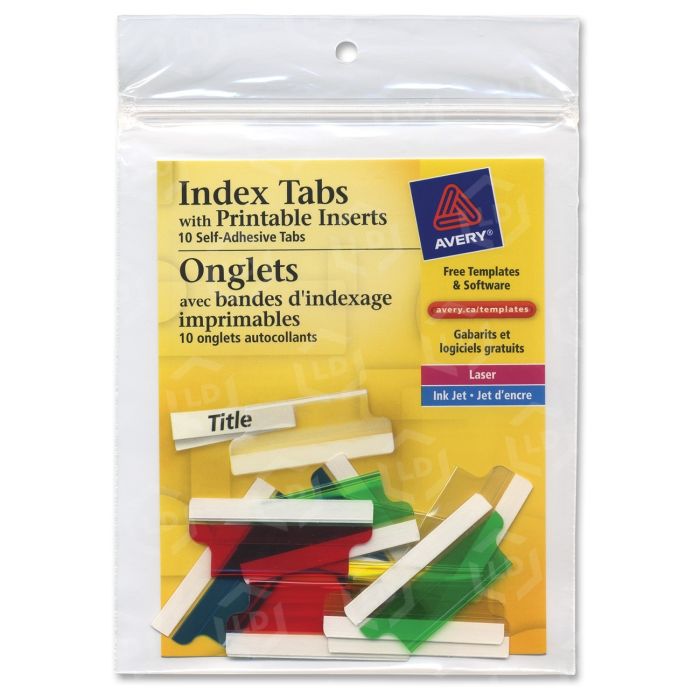 Avery Self-Adhesive Index Tabs With Printable Insert - LD Products