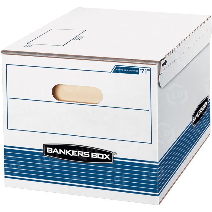 Bankers Box Stor/File Storage Box Letter/Legal Lift-Off Lid White/Blue 4/Carton
