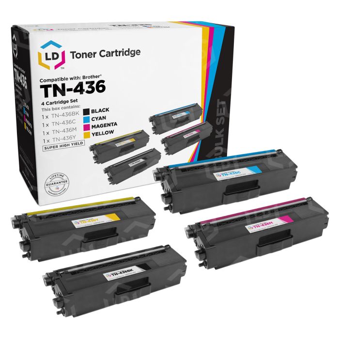 4-pack Brother TN436 CMYK  Extra High Yield Compatible Toner - LD Products