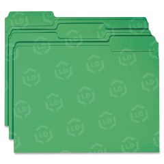 Smead Colored File Folder - Letter - 8.50" x 11" - 1/3 Tab Cut on Assorted Position - Green - 100 / Box