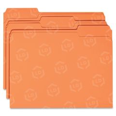 Smead Colored File Folder - Letter - 8.50" x 11" - 1/3 Tab Cut on Assorted Position - Orange - 100 / Box