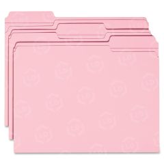 Smead Colored File Folder - Letter - 8.50" x 11" - 1/3 Tab Cut on Assorted Position - Pink - 100 / Box