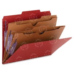 Smead SafeSHIELD Classification Folder with Pocket Divider - 2/5 Tab Cut on Right of Center - Red