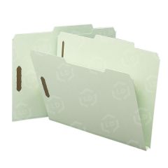 Smead Pressboard Fastener Folder - 8.50" x 11" - 2/5 - 1" Expansion - Gray, Green