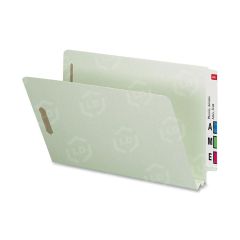 Smead End Tab Pressboard Fastener Folder - 25 per box Legal - 8.50" x 14" - 2" Expansion - Gray, Green