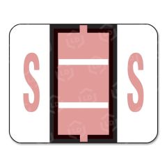 Smead Bar Style Color Coded Alphabetic Label - 500 per roll 1.25" Width x 1" Length - 500/Roll - Pink