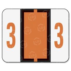 Smead Numeric Number 3 Color Coded Label - 500 per roll - Dark Orange