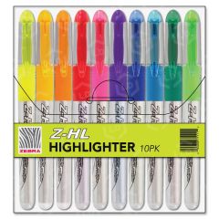 Zebra Pen Fluorescent Assorted Liquid Ink Highlighters - 10 Pack