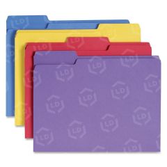Smead Colored Folder - 100 per box Letter - 8.50" x 11" - 1/3 Tab Cut - 0.15" - Blue, Yellow, Orange, Purple
