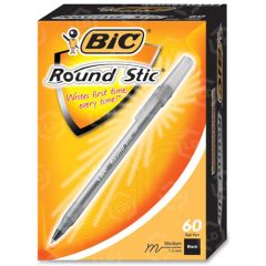 BIC Round Stic Ballpoint Pen, Black - 60 Pack