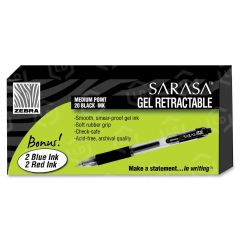 Zebra Pen Sarasa Gel Pen, Black - 20 Pack