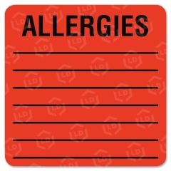 Tabbies Square Allergies Label - 500 per roll