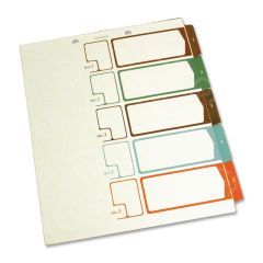 SJ Paper Side Tab TOC Divider - 5 per set Printed1-5 - 8.50" x 11" - 5 - Ivory Divider - Multicolor Tab