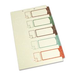 SJ Paper Side Tab TOC Divider - 5 per set Printed1-5 - 8.50" x 14" - 5 - Ivory Divider - Multicolor Tab