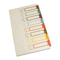 SJ Paper Side Tab TOC Divider - 8 per set Printed1-8 - 8.50" x 14" - 8 - Ivory Divider - Multicolor Tab