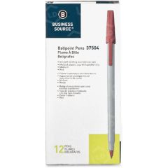 Business Source Ballpoint Stick Pen, Red