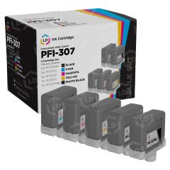 Compatible Canon PFI-307 Set: 1 Each of PFI-307BK Black, PFI-307MBK Matte Black, PFI-307C Cyan, PFI-307M Magenta and PFI-307Y Yellow