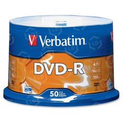 Verbatim 95101 DVD Recordable Media - DVD-R - 16x - 4.70 GB - 50 Pack Spindle - 50 per pack