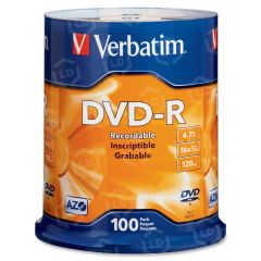 Verbatim 95102 DVD Recordable Media - DVD-R - 16x - 4.70 GB - 100 Pack Spindle - 100 per pack