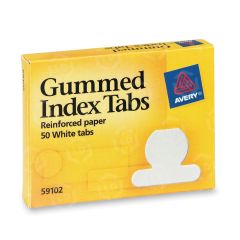 Avery Gummed Round Index Tab - 50 per pack Write-on - 50 / Pack - White Tab
