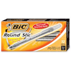 BIC Round Stic Ballpoint Pens, Black