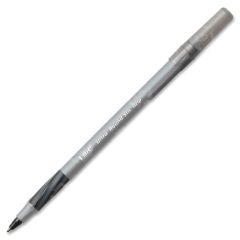 BIC Round Stic Comfort Grip Pen, Black - 12 Pack