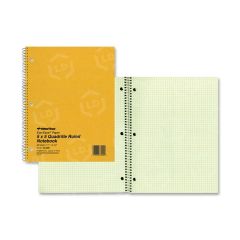 Rediform National Green Eye Ease Wirebound Quad Notebook - 80 Sheet - Letter - 8.50" x 11"