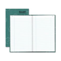 Rediform Green Bookcloth Margin Record Book - 150 Sheets - Gummed - 12.25" x 7.25"