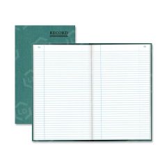 Rediform Green Bookcloth Margin Record Book - 500 Sheets - Gummed - 12.25" x 7.25"