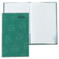Rediform Green Bookcloth Record Account Book - 200 Sheets - Gummed - 9.62" x 6.25"