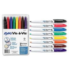 Expo Vis--Vis Wet Erase Overhead Transparency Markers - 8 Pack
