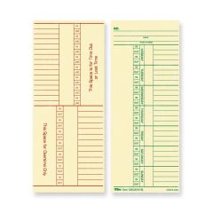 Tops Named Days/Overtime Time Card - 100 per pack