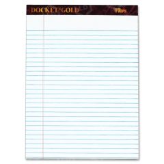 Tops Docket Gold Legal Ruled White Legal Pads - 12 per pack - Legal/Wide Ruled - 8.50" x 11.75"