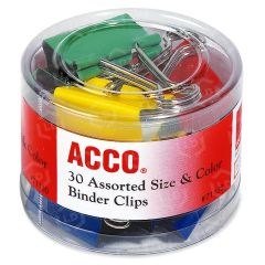Acco Colored Binder Clips - 30 per pack