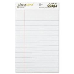 Nature Saver 100% Recy. White Jr. Rule Legal Pads - 50 Sheet - 15.00 lb - Jr.Legal - 5" x 8"