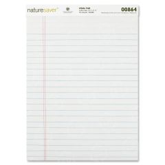 Nature Saver Recycled Legal Ruled Pad - 50 Sheet - 15.00 lb - Legal/Wide Ruled - 8.50" x 11.75"