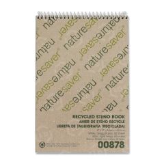 Nature Saver Recycled Steno Book - 60 Sheet - Gregg Ruled - 6" x 9" -  White Paper