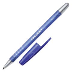 Skilcraft Rubberized Ballpoint Stick Pen, Blue - 12 Pack
