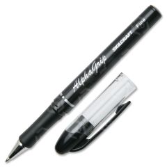 Skilcraft Cushion Grip Transparent Ballpoint Pen, Black - 12 Pack